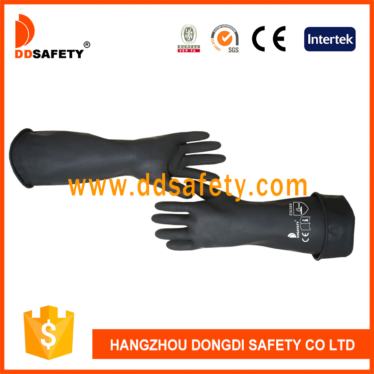 Черные латексные промышленные перчатки.-DHL545